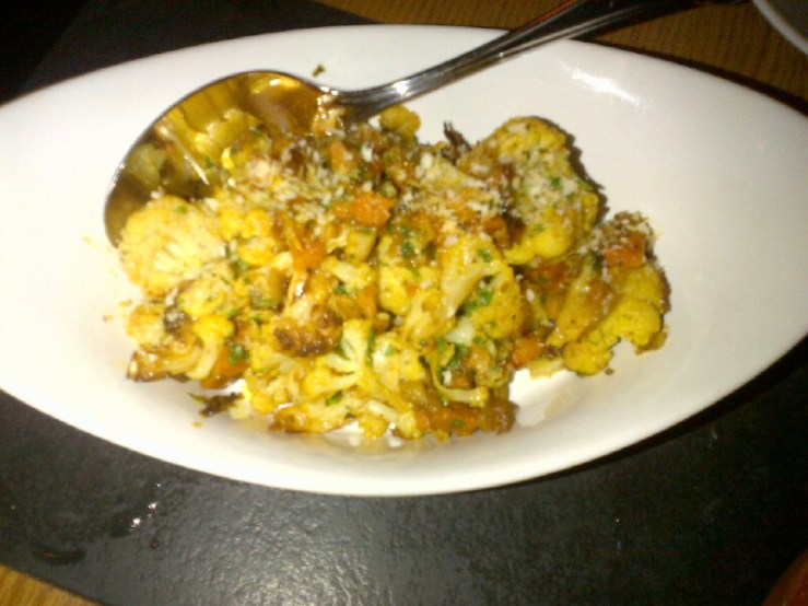 Cauliflower and kabocha squash tagine with medjool dates and  Spanish saffron  ($9.50)