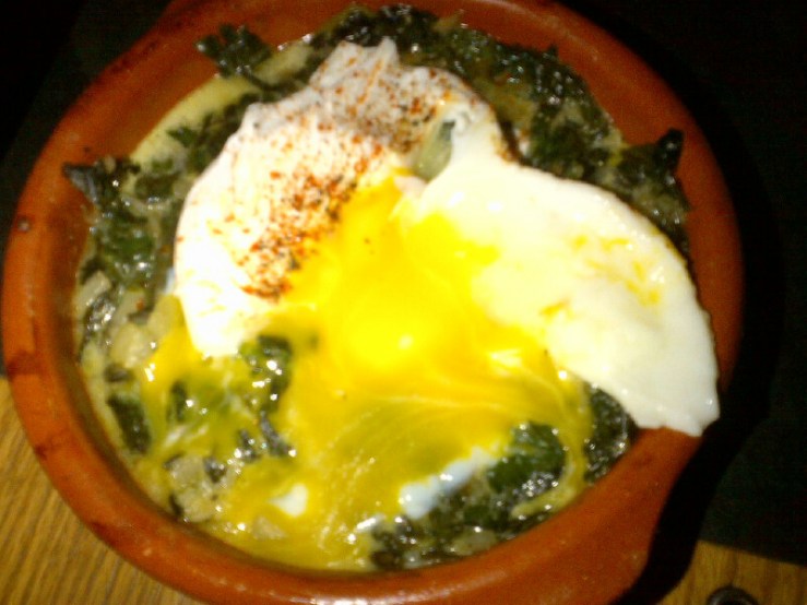 Swiss chard gratin with manchego and a poached egg ($9.50)