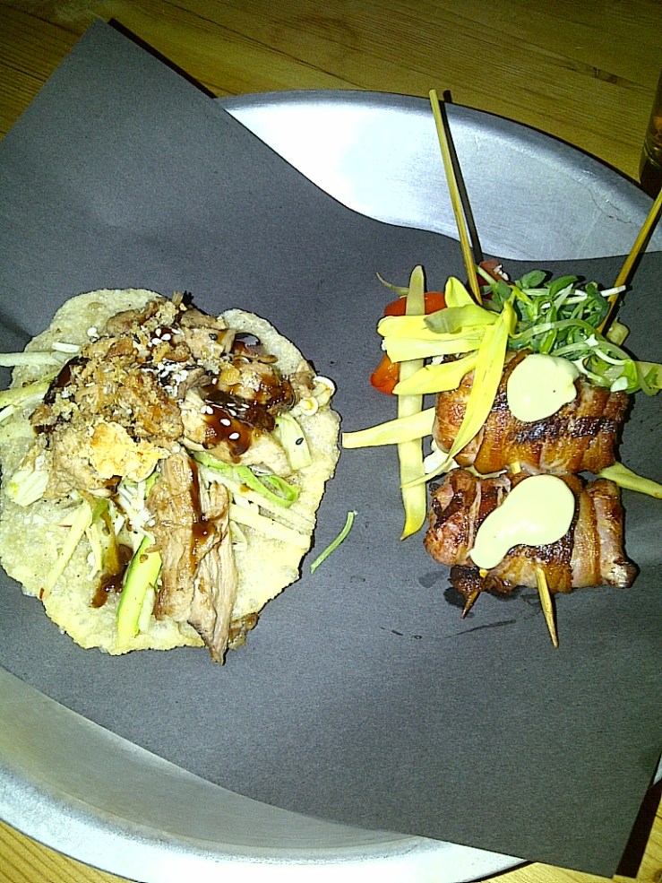 Deep fried duck pizza $8 and Alabama Tailgaters $8