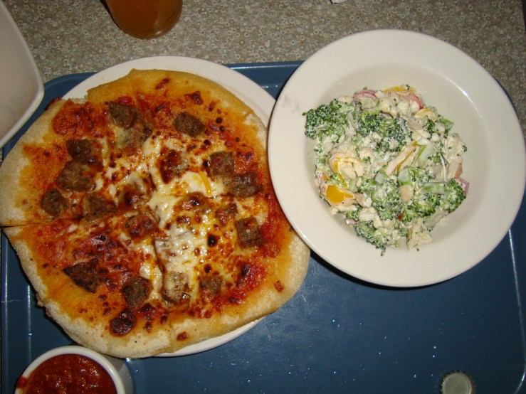 Personal Pizza with Broccoli Salad