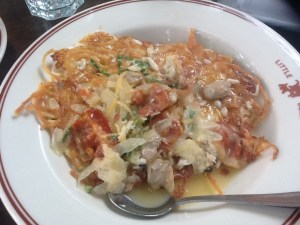 Breakfast spaghetti 'n clams 'n crab