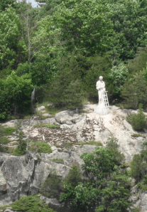 Statue of St. Lawrence beside the namesake river