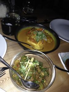 Boatman's fish and prawn curry $25.80 Bhindi bhaji 8.7