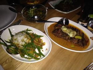 Madras Pepper Steak ($19.70) and French Beans ($9.80)