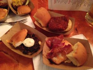 Trio of sliders $3 (Mystery Meat, Fried Chicken and Hot Brown)