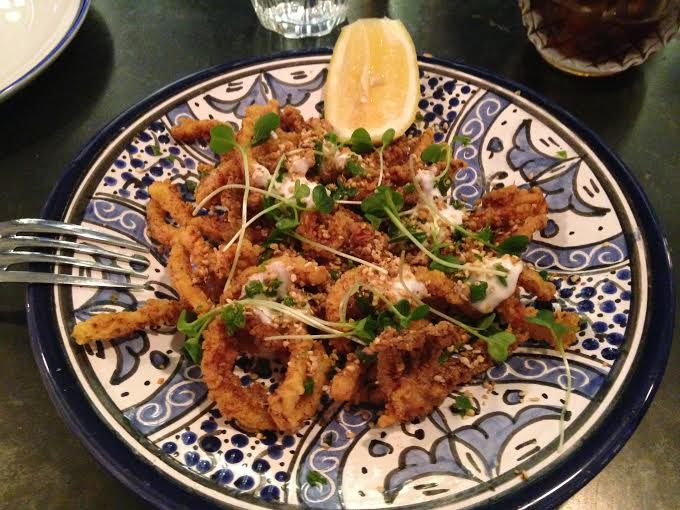 Crispy Squid Bandari Spice + Schug + Toum $13