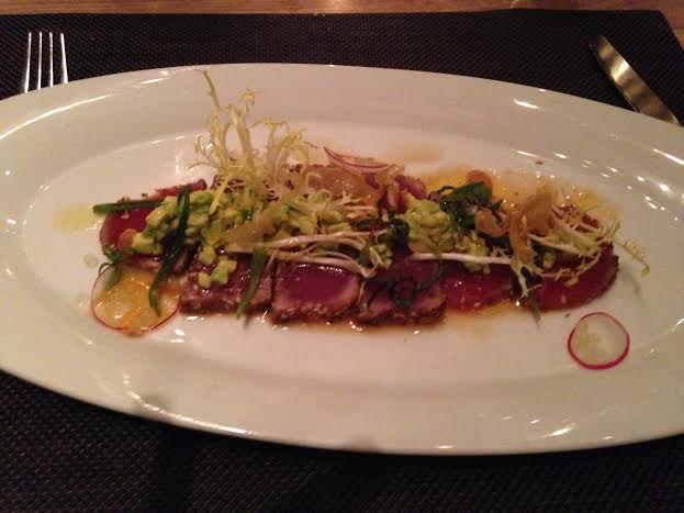 Seared Yellow Fin Tuna with Yuzu Pearls