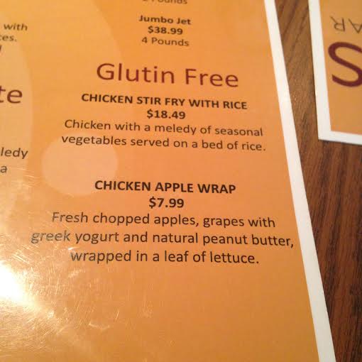 Glutin Free Menu