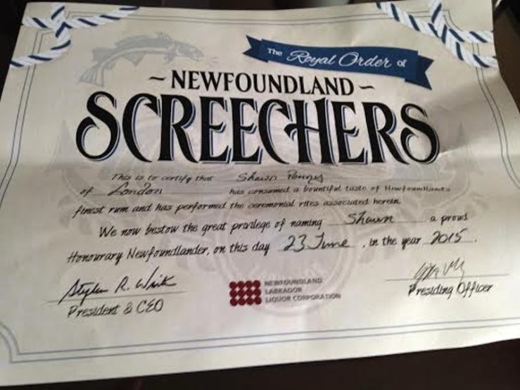 Certificate of Screeching-In