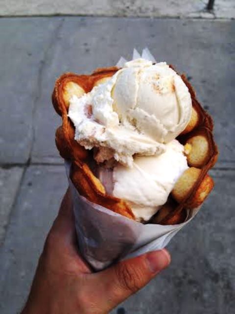 Hong Kong Waffle with Banana and Froot Loop Ice Cream